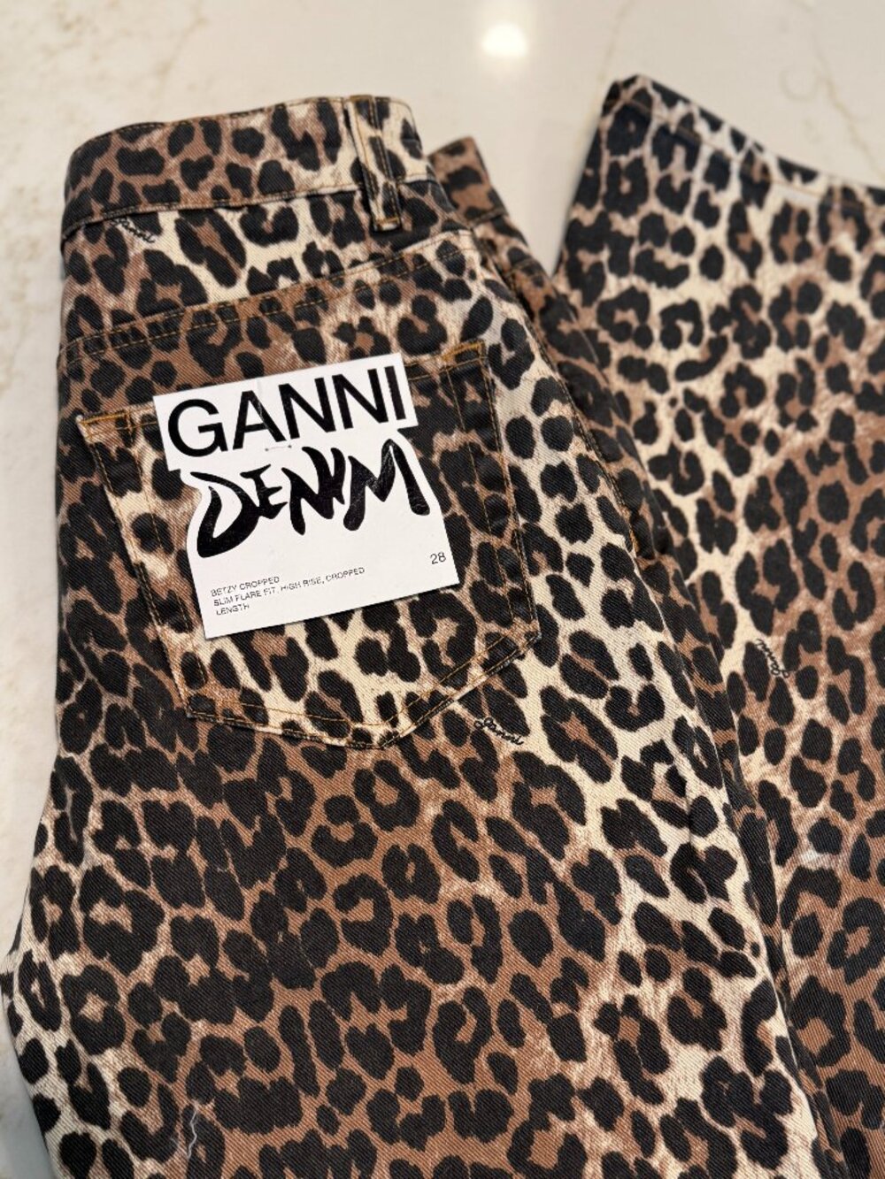 NWT GANNI Brown Leopard Betzy Jeans
